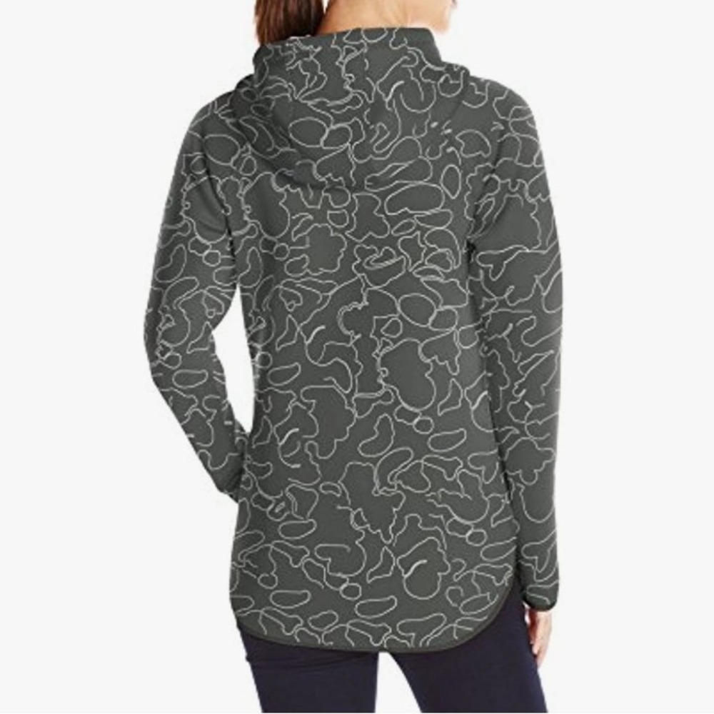 Columbia Omni Wick Hoodie Women's Gray Camo Thumb Hole Pullover Top - Picture 2 of 6